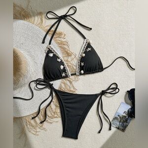 Seashell Charm Black Bikini Set *Various Sizes Available*